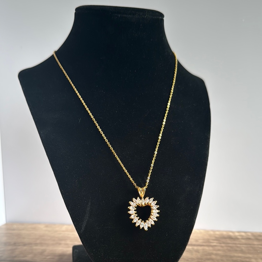 LIND Designer Heart Necklace Pendant 14K GOLD Electroplate CZ CRYSTALS